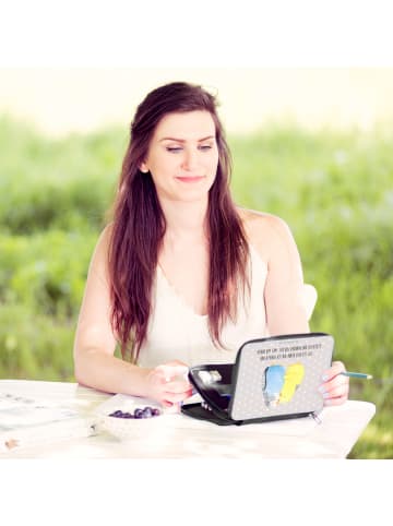 Mr. & Mrs. Panda Federtasche Wellensittich Liebe mit Spruch in Grau Pastell