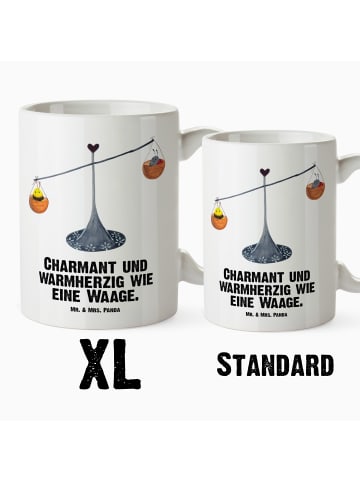 Mr. & Mrs. Panda Kaffeehaferl Sternzeichen Waage mit Spruch in Weiß
