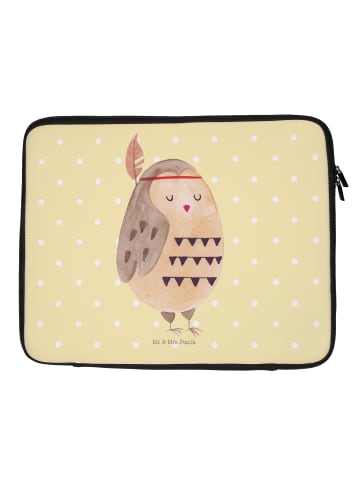 Mr. & Mrs. Panda Laptop Tasche Eule Federschmuck ohne Spruch in Gelb Pastell