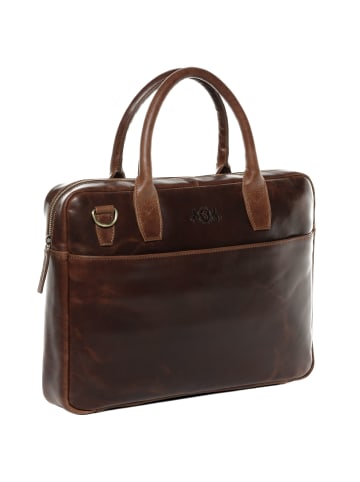 SID & VAIN Leder-Laptoptasche 15" Leder Businesstasche Unisex BOSTON in braun