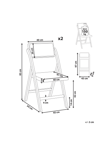 Beliani 2er-Set Esszimmerstuhl MODANE in Braun/Beige