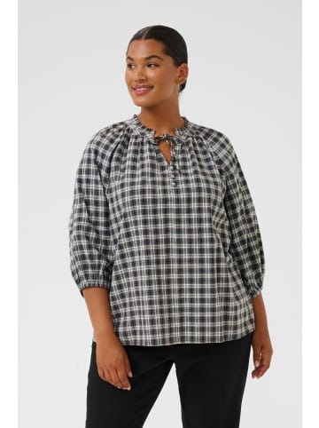 KAFFE curve Kurzarm-Bluse KCelina Regular fit in Black/grey Check