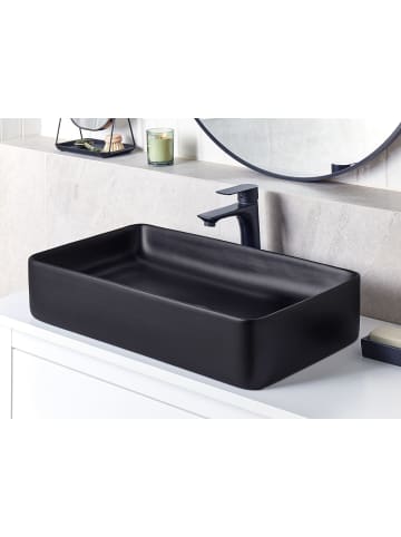 Beliani Waschbecken ULUA in Schwarz - (W) 61 x (H) 11 x (L) 35 cm