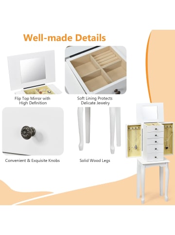 COSTWAY Schmuckkästchen 5 Ebenen in Weiß