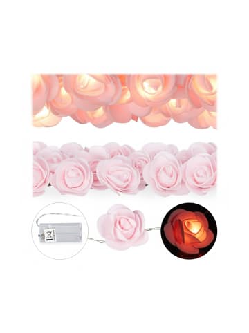 relaxdays Lichterkette Rosen in Rosa - (L)3,3 m