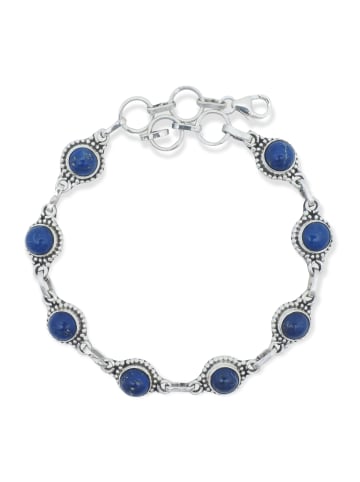 mantraroma 925er Silber - Armbänder (L) 20,5 cm mit Lapis Lazuli