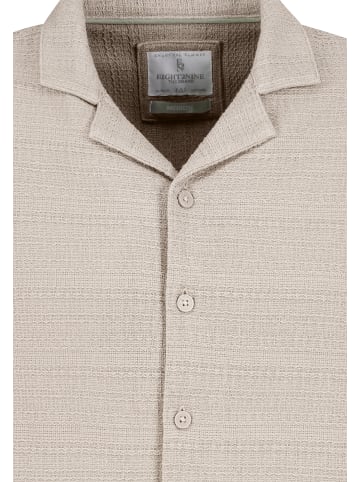 Eight2Nine Kurzarmhemd Knopfleiste Reverskragen Unifarben in Beige-2
