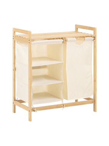 Beliani Wäschekorb TOROTAL in Weiß/Braun - (W) 94 x (H) 78 x (L) 33 cm