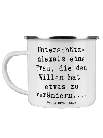 Mr. & Mrs. Panda Emaille Tasse Spruch Hoffnung Veränderung mit S... in Weiß