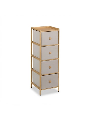 relaxdays Kommode in Beige/ Natur - (B)31 x (H)94 x (T)30 cm