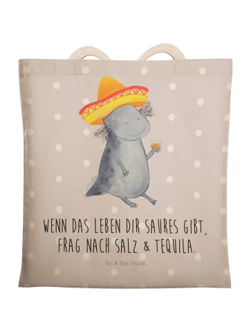 Mr. & Mrs. Panda Einkaufstasche Axolotl Tequila mit Spruch in Grau Pastell