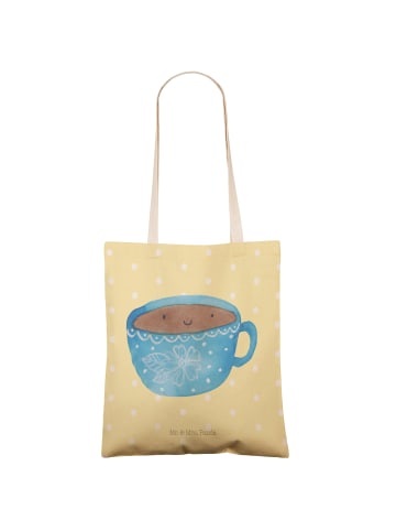 Mr. & Mrs. Panda Stofftasche Kaffee Tasse ohne Spruch in Gelb Pastell