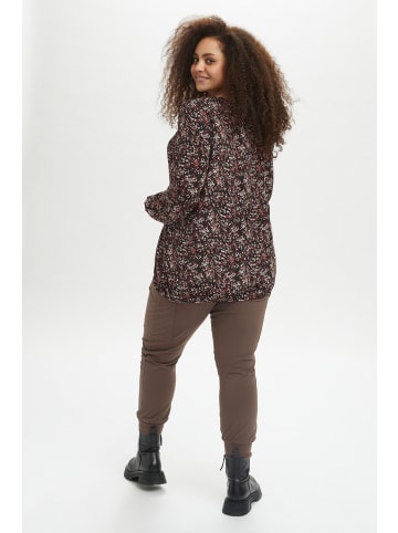 KAFFE curve Langarm-Bluse KColanda Regular fit in Black, Apple Butter Flower