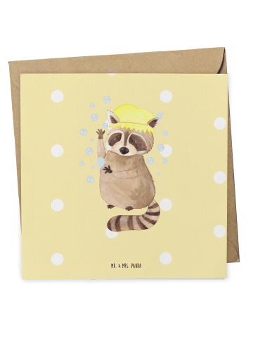 Mr. & Mrs. Panda Grußkarte Waschbär ohne Spruch in Gelb Pastell