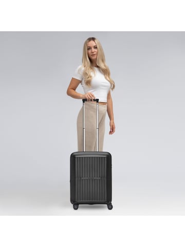 Pactastic Collection 01 4 Rollen Kabinentrolley S 55 cm mit Dehnfalte in black-metallic