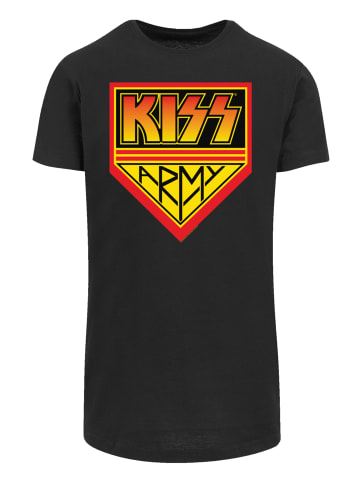 F4NT4STIC Long Cut T-Shirt Kiss Rock Band Army Logo in schwarz