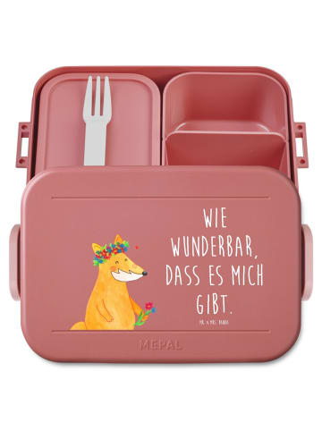 Mr. & Mrs. Panda Vesperbox Fuchs Blumen Motiv mit Spruch in Rot Pastell