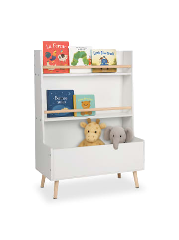 relaxdays Kinderregal in Weiß/Natur - (B) 68 x (H) 94 x (T) 32 cm