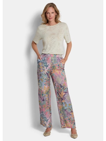 GOLDNER Palazzohose Luftige Sommerhose mit Patch-Muster in salbei / rosé / gemustert