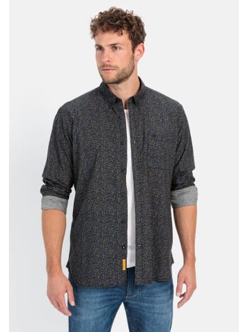 Camel Active Langarmhemd mit Minimal-Print in Schwarz