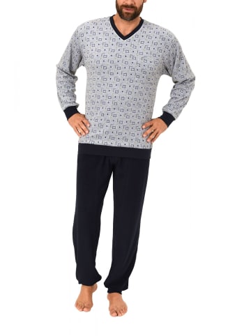 NORMANN Frottee Schlafanzug Pyjama lang Bündchen erhätlich - 52228 in Grau