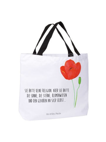 Mr. & Mrs. Panda Schultertasche Blume Mohnblume mit Spruch in Weiß