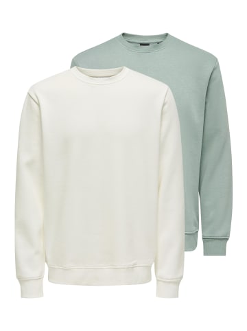 ONLY & SONS Sweatshirt Connor in Creme / grün
