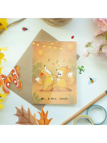 Mr. & Mrs. Panda Klappkarte Füchse Salsa tanzen Design ohne Spruch in Weiß