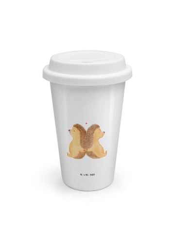 Mr. & Mrs. Panda Kaffeebecher Igel händchenhaltend ohne Spruch in Weiß