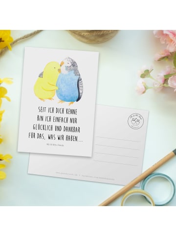 Mr. & Mrs. Panda Wanddeko Wellensittich Liebe mit Spruch in Weiß
