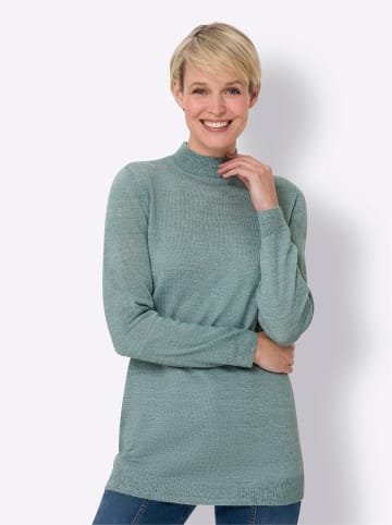 Sieh an! Longpullover in jade-ecru-meliert