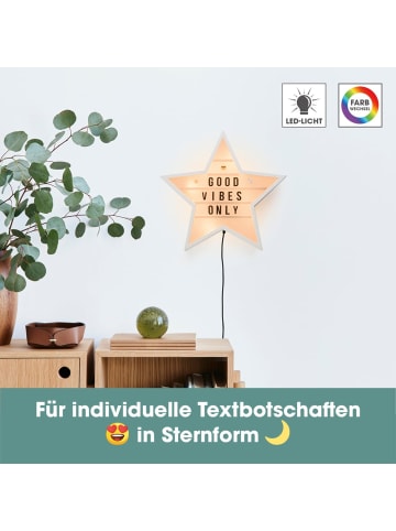 EASYmaxx LED-Leuchtkasten Stern 4,5V weiß 173 Buchstaben & 150 Moodjis  Weiß