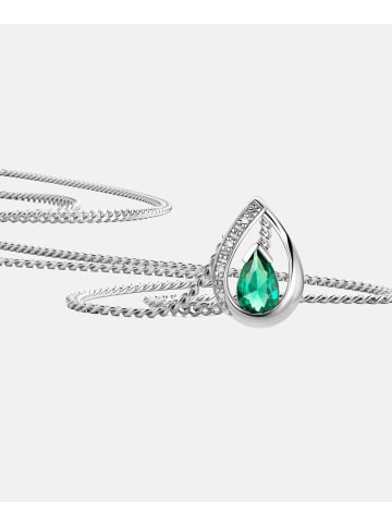 Diamant L'éternel Halskette mit Anhänger aus 585 Weißgold mit 0.3 Karat Diamant mit Smaragd in ...