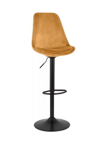 KADIMA DESIGN Verstellbarer Barhocker aus Samt und Metall | Vintage Design in Senfgelb