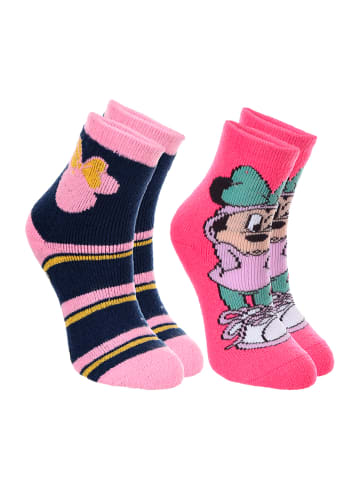 Disney Minnie Mouse Mädchen Kinder 2 Paar ABS Stoppersocken Hausschuhsocken in Mehrfarbig