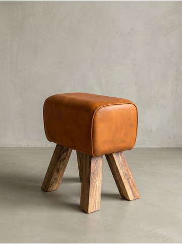 KADIMA DESIGN Retro Sitzhocker, Holzbeine, belastbar bis 120 kg, Landhaus-Optik