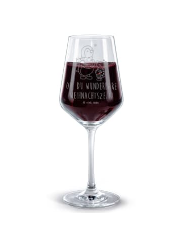 Mr. & Mrs. Panda Rotwein Glas Smörle Winterzeit mit Spruch in Transparent