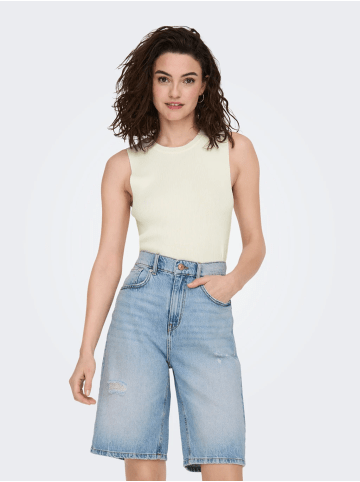 ONLY Geripptes Kurzes Crop Top ONLMAJLI in Weiß