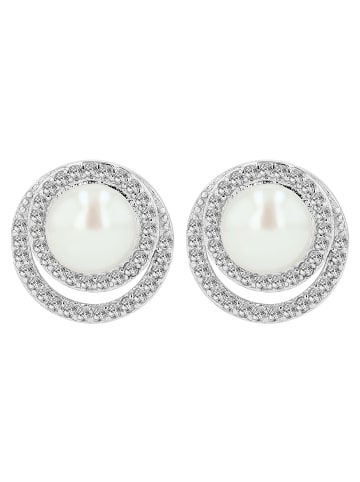 Adeliás Damen Ohrringe – Ohrstecker aus 925 Silber mit Perle in silber