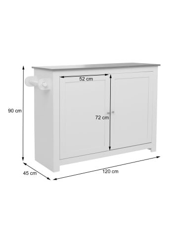 MCW Kücheninsel P61 mit 2 Sitzhockern, Weiß, Marmor-Optik schwarz