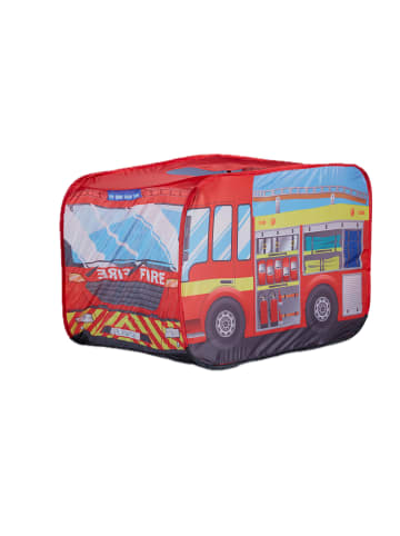 relaxdays Spielzelt Feuerwehr in Rot - (B)110 x (H)70 x (T)70 cm