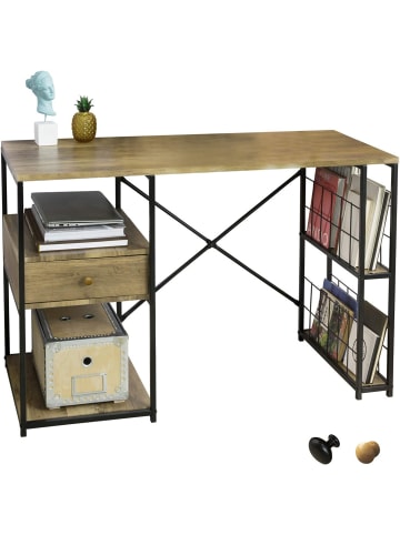 SoBuy Schreibtisch in Braun und Schwarz - (B)118 x (H)75 x (T)48cm