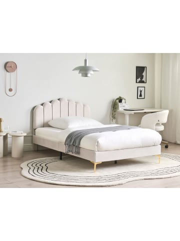 Beliani Doppelbett SAUVIAN in Weiß/Gold - (W) 125 x (H) 98 x (L) 207 cm