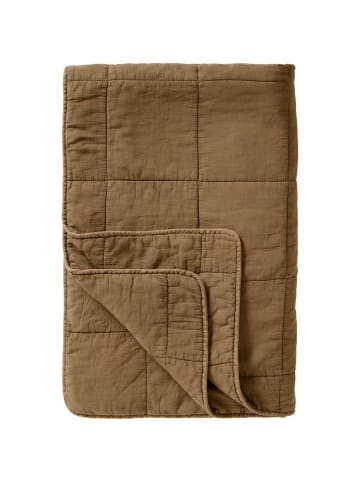 IB Laursen Vintage Quilt unifarben Baumwolldecke in ochre green