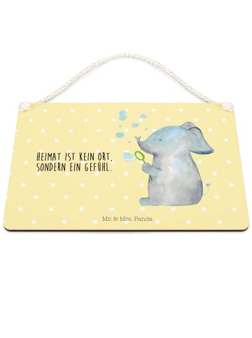 Mr. & Mrs. Panda Deko Schild Elefant Seifenblasen mit Spruch in Gelb Pastell