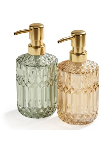 relaxdays 2 x Seifenspender in Grün/ Gold - 400 ml