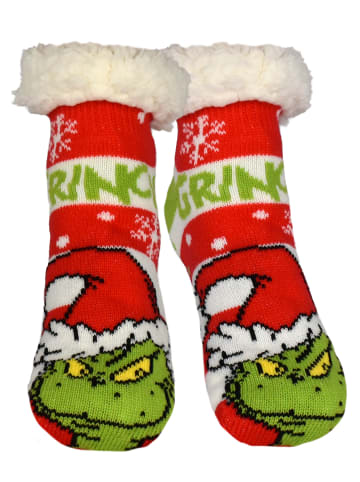 The Grinch The Grinch Hüttensocken Haussocken Kuschelsocken Socken in weiß/rot