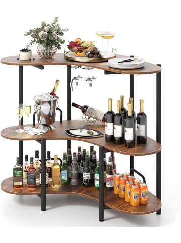 COSTWAY Bartisch Küche in Braun