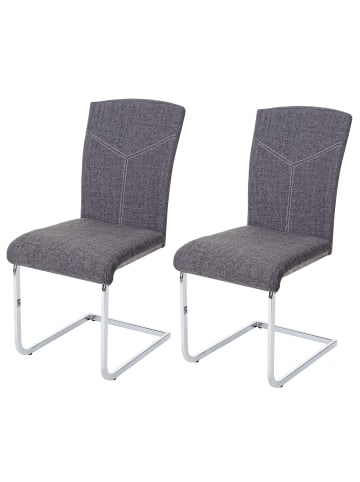 MCW 2er-Set Esszimmerstuhl F36, Stoff/Textil, grau