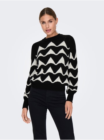 JACQUELINE de YONG Strickpullover Rundhals gerippte Ärmelbündchen in Schwarz